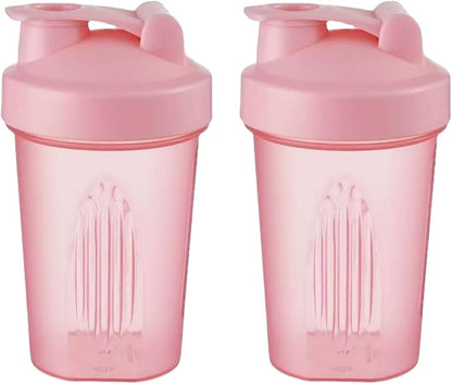 Shaker Bottle 16oz for Shake Mix,Protein Powder Mix,Best Shaker Cup (BPA free),Juice Mixer,Perfect for Protein Shakes and Pre Workout (Pink/Pink, 16Oz/400ML/2Bottle), SKER-BTL-2BTL