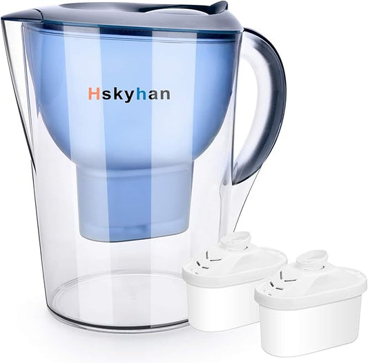 Alkaline Water Filter Pitcher - 3.5 Liters Improve PH, 2 Filters Included, BPA Free, 7 Stage Filteration System to Purify, Blue