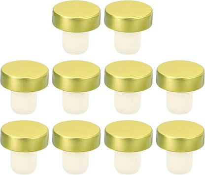 uxcell 16Pcs T-shaped Stoppers, 0.63inch Dia Cork Wine Stopper Reusable Wine Bottle Corks Sealing Plug for Wine Beer Beverage Bottle Crafts, Gold
