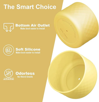 2PCS Silicone Water Bottle Boot for Owala 24oz 32oz 40oz, Anti-Slip Protective Sleeve Bottom Bumper Protector for FreeSip, Twist, and Flip Stainless Steel Water Bottles