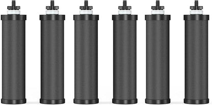 Water Filter Replacement for Berkey® BB9-2® Black Purification Elements, Activated Carbon Filters Compatible with Berkey Gravity Water Filtration System, Pack of 6