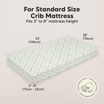 2-Pack Organic Crib Sheets for Boys, Girls - Jersey Fitted Crib Sheet, Baby Crib Sheets Neutral, Crib Mattress Sheet, Cotton Crib Sheets, Breathable Crib Sheet, Baby Mattress Sheets (Roarsome)