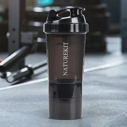Shaker Bottle,Protein Shaker Bottle, 16 oz GYM Shaker Cup with shaker Ball,Shaker Cups for Protein Shakes, Drink Mixer Bottle with Storage,BAP Free,Leakproof，Black