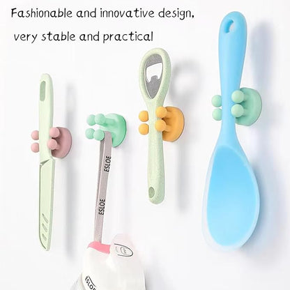 6Pcs Wall Mounted Silicone Toothbrush Holder No Drill Bathroom Kitchen Office Organizer Rack with Wall Hanging Hooks