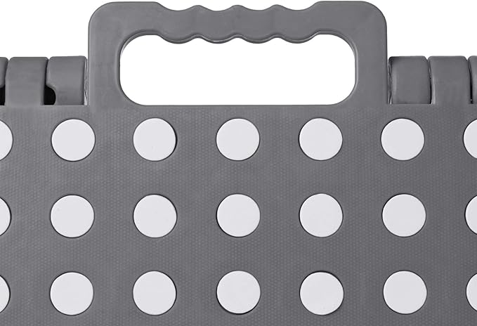 Casafield 9" Folding Step Stool with Handle, Gray - Portable Collapsible Small Plastic Foot Stool for Kids and Adults - Use in The Kitchen, Bathroom and Bedroom