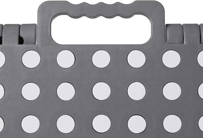 Casafield 9" Folding Step Stool with Handle, Gray - Portable Collapsible Small Plastic Foot Stool for Kids and Adults - Use in The Kitchen, Bathroom and Bedroom