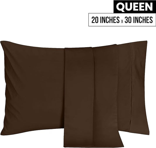 Utopia Bedding Queen Pillow Cases - 2 Pack - Envelope Closure - Soft Brushed Microfiber Fabric - Shrinkage and Fade Resistant Pillow Covers 20 X 30 Inches (Queen, Brown)
