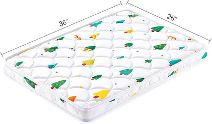 Pack and Play Mattress - 38" x 26"- Premium Cotton Fabric Playpen Mattresses, Safety Reinforced Play Yard Mattress - Fits for Graco & Baby Trend & Pamo Babe Playard, Firm Support and Comfort Foam