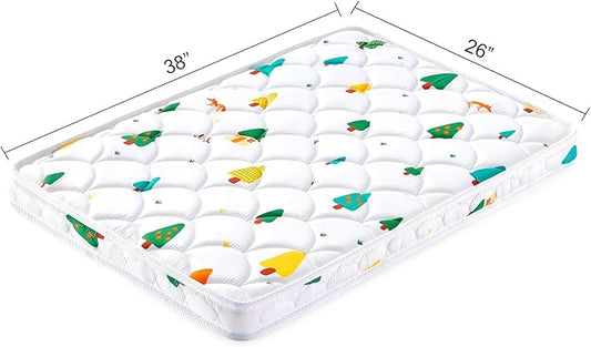 Pack and Play Mattress - 38" x 26"- Premium Cotton Fabric Playpen Mattresses, Safety Reinforced Play Yard Mattress - Fits for Graco & Baby Trend & Pamo Babe Playard, Firm Support and Comfort Foam