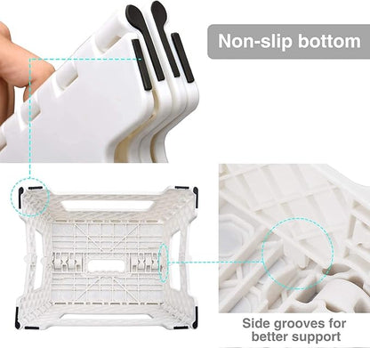 Folding Step Stool 9", Kids Step Stool, Heavy Duty Step Stools for Adults, Compact Foot Stools, Light-Weight Toddler Step Stool for Kitchen, Bathroom, Holds Up to 300 lbs (White)
