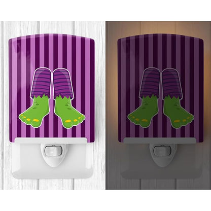 Caroline's Treasures BB9104CNL Halloween Frankenstein Feet Ceramic Night Light Compact, UL-Certified, Ideal for Bedroom, Bathroom, Nursery, Hallway, Kitchen, 6x4x3, Multicolor