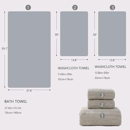 Luxury Ultra Soft Bath Towel Sets for Bathroom Hotel, Apricot 1 Bath Towels 2 Hand Towels Washcloths 100% Long-Staple Cotton Fluffy Highly Absorbent for Women Kids Elderly Face Body