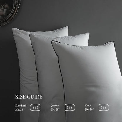MAXICOZY Hungarian Goose Down Pillow Standard Size, 3-Chamber Bed Pillows Standard Size Pillow, White Hotel Pillows for Sleeping, 460TC Soft Cotton Blend Shell- Standard (20" x 26"), 1 Pack