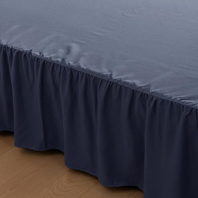 Bed Skirt Queen Size Ruffled Bed Skirt with Split Corners, 12 Inch Drop Dust Ruffle Bed Skirt with Platform,Blue