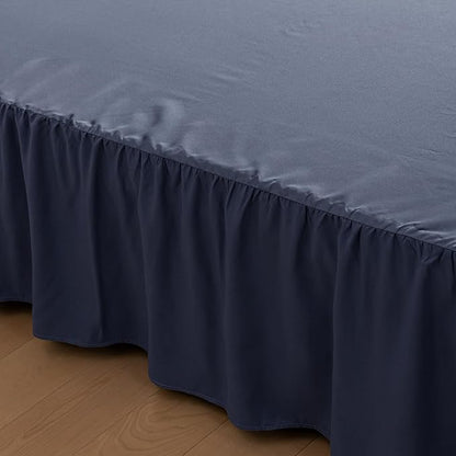 Bed Skirt Queen Size Ruffled Bed Skirt with Split Corners, 14 Inch Drop Dust Ruffle Bed Skirt with Platform,Blue