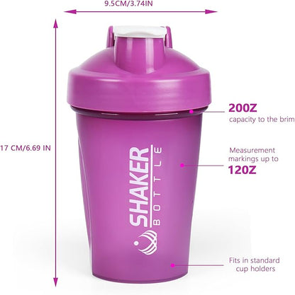 Shaker Bottle, 400ml Small Protein Shaker Cup with Mixing Ball for Smooth blending, Leak-Proof GYM Workout Water Bottles for protein& Smoothie Shake，Bpa Free (13oz / Purple)