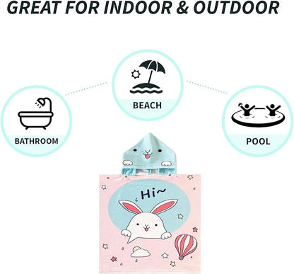 NovForth Kids Beach Towel for Boys Girls, Hooded Bath Towel Wrap, Toddler Pool Towel with Hood