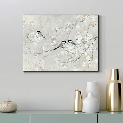 Renditions Gallery Canvas Nature Wall Art Modern Decorations Paintings Elegant Little Birds Glam Romantic Abstract Botanical Artwork Prints for Bedroom Office Kitchen - 8"x12" LT33