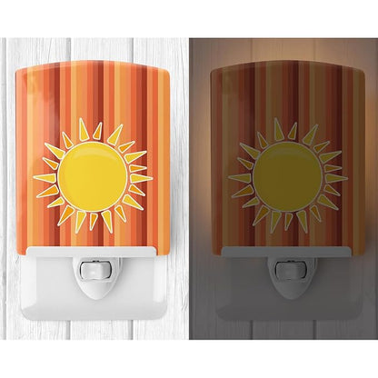 Caroline's Treasures BB6924CNL Sun with Stripes Ceramic Night Light Compact, UL-Certified, Ideal for Bedroom, Bathroom, Nursery, Hallway, Kitchen, 6x4x3, Multicolor