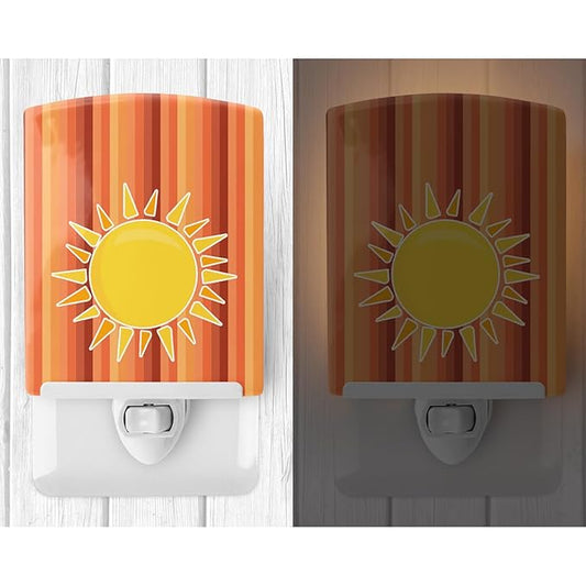 Caroline's Treasures BB6924CNL Sun with Stripes Ceramic Night Light Compact, UL-Certified, Ideal for Bedroom, Bathroom, Nursery, Hallway, Kitchen, 6x4x3, Multicolor