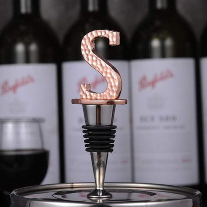 Miicol Wine Stopper, Prosecco Stopper, Wine Bottle Stopper, Personalised Champagne Stopper, Rose Gold Wine Accessories, Wine Lovers Gift, Monogram Gift, Letter S