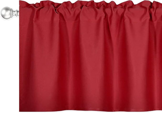 Red Extra Wide Valance for Windows 100x18 Inch Solid Thermal Insulated Blackout Rod Pocket Kitchen Short Curtain Toppers Extra Wide Valance for Bathroom Living Room 1 Panel