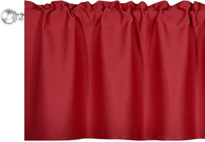 Red Valance for Windows 72x18 Inch Solid Thermal Insulated Blackout Rod Pocket Kitchen Short Curtain Toppers Valance for Bathroom Living Room 1 Panel
