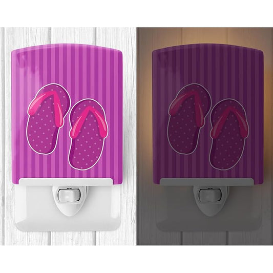 Caroline's Treasures BB8662CNL Beach Baby Girl Flip Flops Ceramic Night Light Compact, UL-Certified, Ideal for Bedroom, Bathroom, Nursery, Hallway, Kitchen, 6x4x3, Multicolor