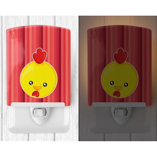 Caroline's Treasures BB6929CNL Chicken Face Ceramic Night Light Compact, UL-Certified, Ideal for Bedroom, Bathroom, Nursery, Hallway, Kitchen, 6x4x3, Multicolor