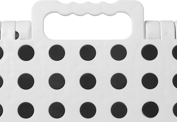 Casafield 11" Folding Step Stool with Handle, White - Portable Collapsible Small Plastic Foot Stool for Kids and Adults - Use in The Kitchen, Bathroom and Bedroom