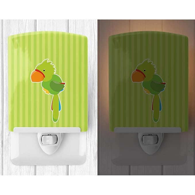 Caroline's Treasures BB8969CNL Pirate Parrot Green Ceramic Night Light Compact, UL-Certified, Ideal for Bedroom, Bathroom, Nursery, Hallway, Kitchen, 6x4x3, Multicolor
