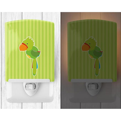 Caroline's Treasures BB8969CNL Pirate Parrot Green Ceramic Night Light Compact, UL-Certified, Ideal for Bedroom, Bathroom, Nursery, Hallway, Kitchen, 6x4x3, Multicolor
