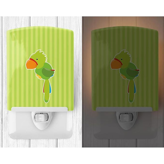 Caroline's Treasures BB8969CNL Pirate Parrot Green Ceramic Night Light Compact, UL-Certified, Ideal for Bedroom, Bathroom, Nursery, Hallway, Kitchen, 6x4x3, Multicolor