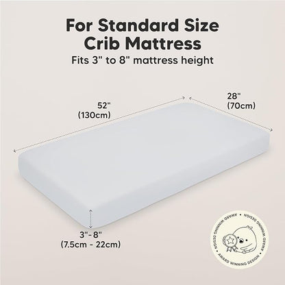 2-Pack Organic Crib Sheets for Boys, Girls - Jersey Fitted Crib Sheet, Baby Crib Sheets Neutral, Crib Mattress Sheet, Cotton Crib Sheets, Breathable Crib Sheet, Baby Mattress Sheets (Cove)