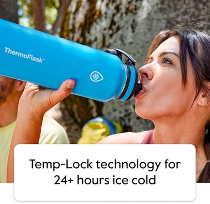 ThermoFlask 24 oz Double Wall Vacuum Insulated Stainless Steel 2-Pack of Water Bottles, Strawberry/Arctic White