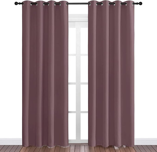 NICETOWN Dry Rose Blackout Curtains 86" Long for Office, Dining Room, 55" Wide, 2 Pieces, Guest Room, Sound Reducing Heat and Cold Block Curtain Panels for Modern Room Decorative