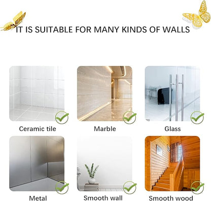 SAOROPEB 3D Butterfly Wall Decor 48 Pcs 4 Styles 3 Sizes, Gold Butterfly Decorations for Butterfly Birthday Decorations Butterfly Party Decorations Cake Decorations, Removable Stickers (Gold)