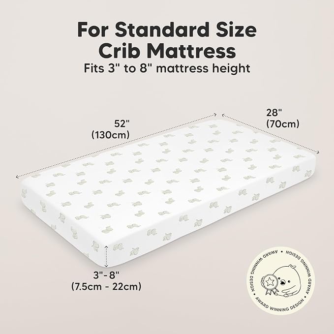 2-Pack Organic Crib Sheets for Boys, Girls - Jersey Fitted Crib Sheet, Baby Crib Sheets Neutral, Crib Mattress Sheet, Cotton Crib Sheets, Breathable Crib Sheet, Baby Mattress Sheets (Elly)
