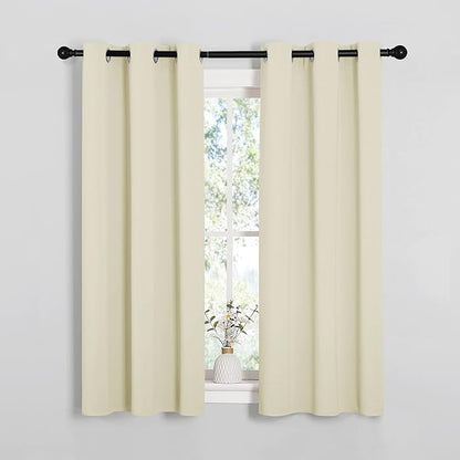 NICETOWN Room Darkening Draperies Window Curtain Panels, Thermal Insulated Grommet Room Darkening Curtains for Bedroom (Beige, 2 Panels, W34 x L54 -inch)