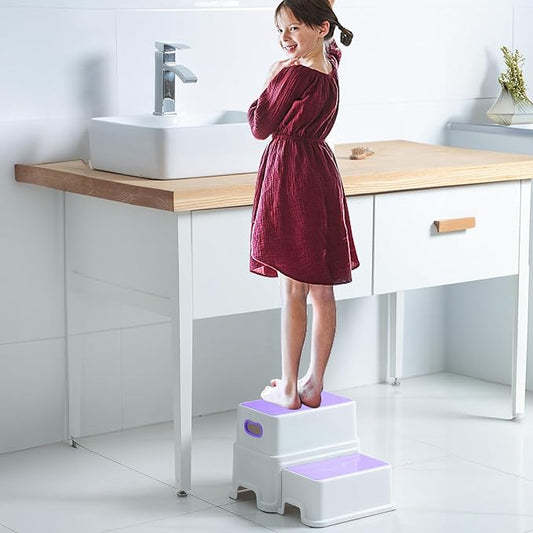 Victostar 2 Step Stool for Kids, Anti-Slip Sturdy Toddler Two Step Stool for Toilet Potty Training, Bathroom,Kitchen