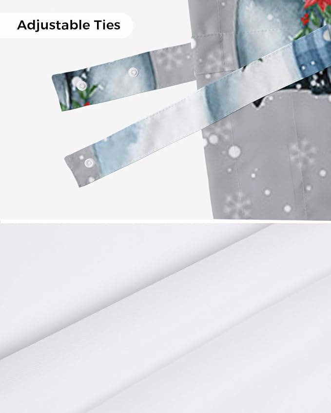 Snowman Christmas Blackout Tie Up Valance Curtains for Kitchen Windows Let It Snow Winter Holiday Window Toppers Balloon Shades for Living Room/Bathroom/Bedroom,1 Panel, 42" X 12", Grey White