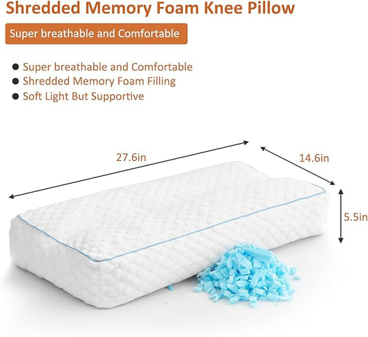Gehannah Foam Knee Pillow for Side Sleeper, 5.5" Leg Pillow, Separates Legs for Aligns Spine, Relief Lower Back Pain, and Support for Pregnancy