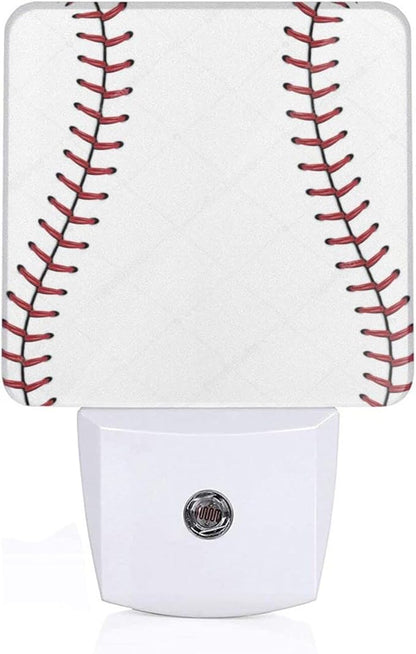 Funny Baseball Lace Plug in Night Light Plug into Wall LED Nightlight Auto Sensor Dusk to Dawn lamp for Kids Room Bedroom Bathroom Nursery Kitchen Hallway Stairs Home Decorative