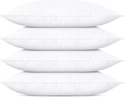 SILUI Pillows King Size Set of 4 Pack Extra Flat Thin Soft Support Hypoallergenic Plush Down Alternative Bed Pillow for Back, Stomach or Side Sleepers,20x36in