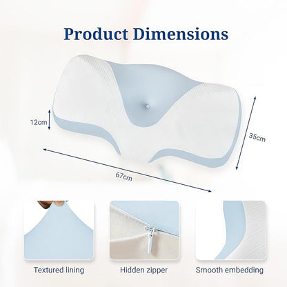 Cervical Pillow for Pain Relief Sleeping, Memory Foam Orthopedic Contour Neck Pillows for Bed with Breathable Pillowcase, Ergonomic Neck Support Pillows for Side, Back and Stomach Sleepers[Blue]