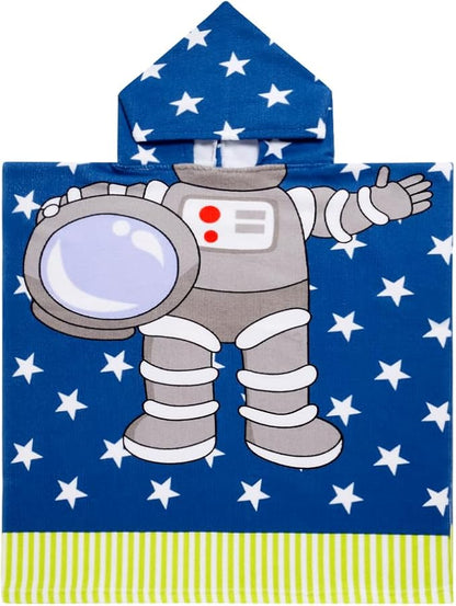 Kids Astronaut Hooded Beach Towel Boys Cute Poncho Pool Towels with Hood 24*47 in Soft Microfiber Swim Cover-ups for Kids Ages 3-10 Thick Absorbent Cotton Hooded Bath Towels Wrap Bathrobe