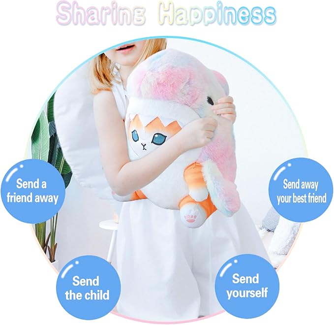 Kawaii Shark Cat Plush Toy Stuffed Animal Doll, Cute Soft Pillow Stress Release Hugs Toys Christmas Halloween Birthday Gifts for Kids Boys Girl Best Gift (Colorful - Yellow,12 inch)
