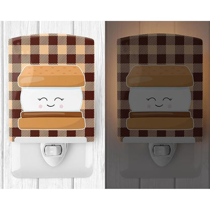 Caroline's Treasures BB9137CNL Smores Ceramic Night Light Compact, UL-Certified, Ideal for Bedroom, Bathroom, Nursery, Hallway, Kitchen, 6x4x3, Multicolor