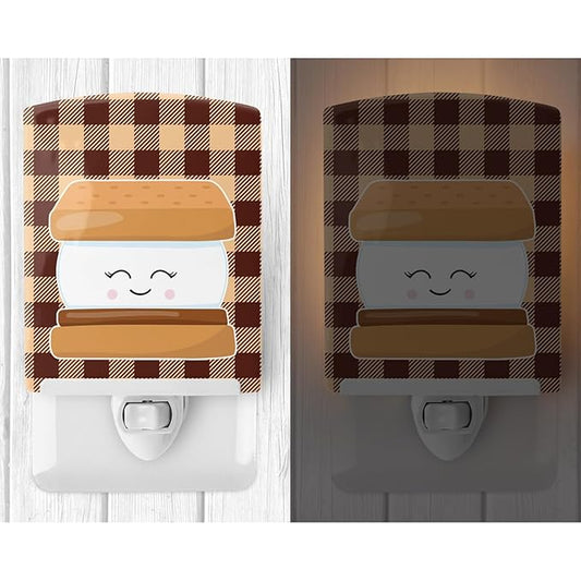 Caroline's Treasures BB9137CNL Smores Ceramic Night Light Compact, UL-Certified, Ideal for Bedroom, Bathroom, Nursery, Hallway, Kitchen, 6x4x3, Multicolor