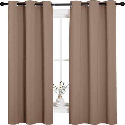 NICETOWN Window Treatment Thermal Insulated Solid Grommet Blackout Curtains/Drapes for Bedroom (Set of 2 Panels, 42 by 63 Inch, Cappuccino)